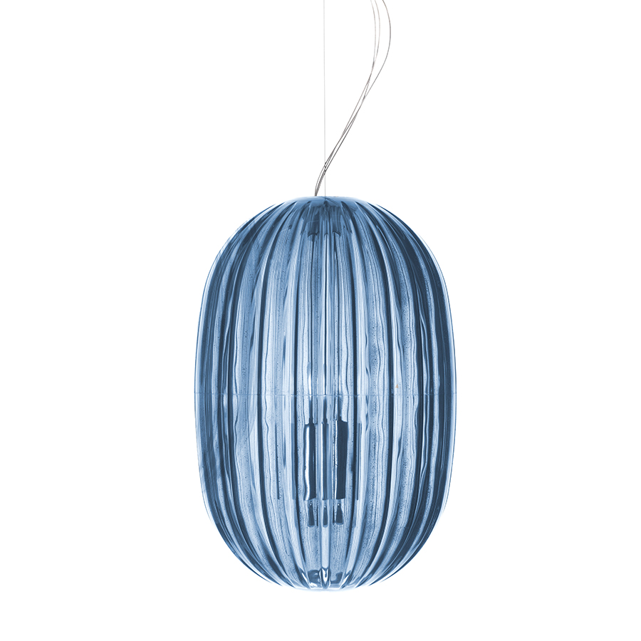 FOSCARINI lampe à suspension PLASS MOYENNE (Bleu - Polycarbonate et aluminium)