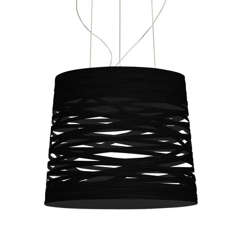 FOSCARINI lampe à suspension TRESS GRAND à LED (Noir - fibre de verre, métal chromé et Aluminium)