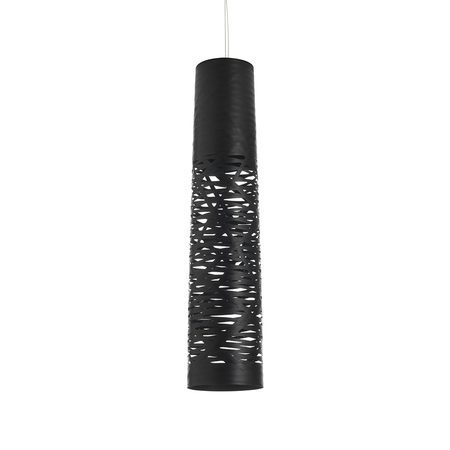 FOSCARINI lampe à suspension TRESS MOYENNE (Noir - fibre de verre, métal chromé)