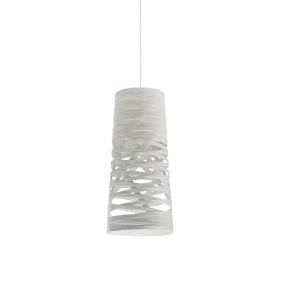 FOSCARINI lampe à suspension TRESS MINI (Blanc - fibre de verre, métal chromé)