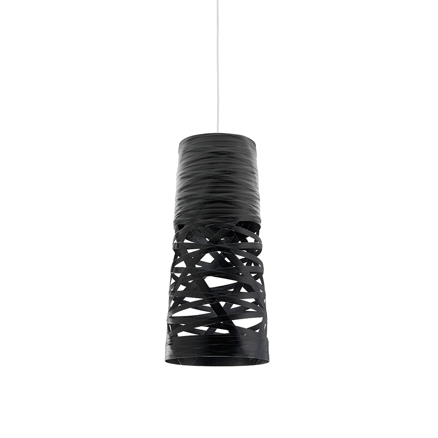 FOSCARINI lampe à suspension TRESS MINI (Noir - fibre de verre, métal chromé)
