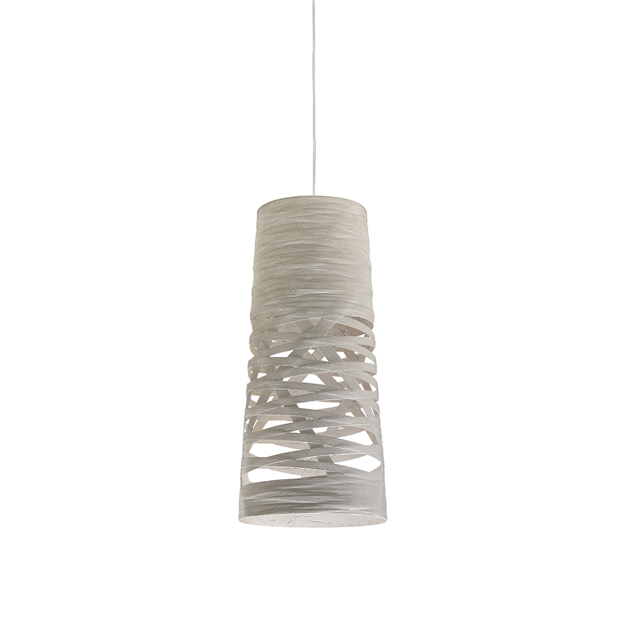 FOSCARINI lampe à suspension TRESS MINI (Greige - fibre de verre, métal chromé)
