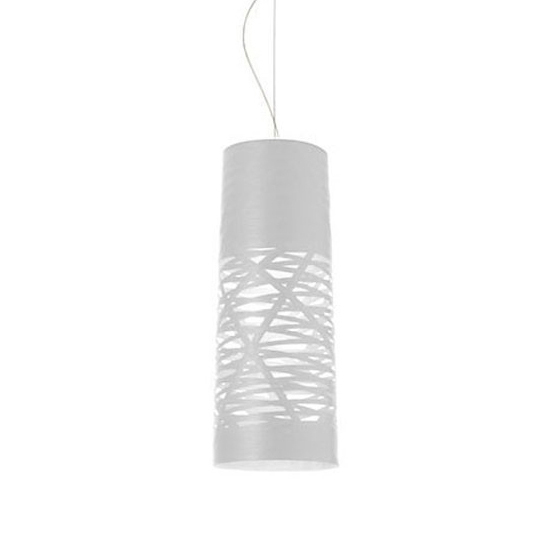 FOSCARINI lampe à suspension TRESS PETITE (Blanc - fibre de verre, métal chromé)