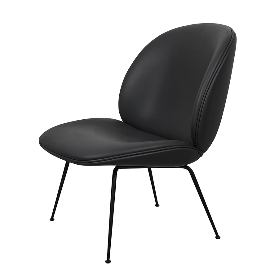 GUBI fauteuil BEETLE LOUNGE CHAIR CONIC BASE (Triumph Crib5 43484 Black base noir - cuir Sørensen)