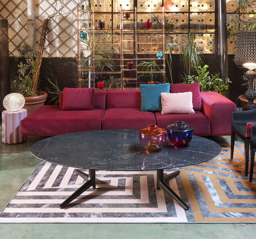 KARTELL canapé côté gauche à 3 places LARGO VELLUTO