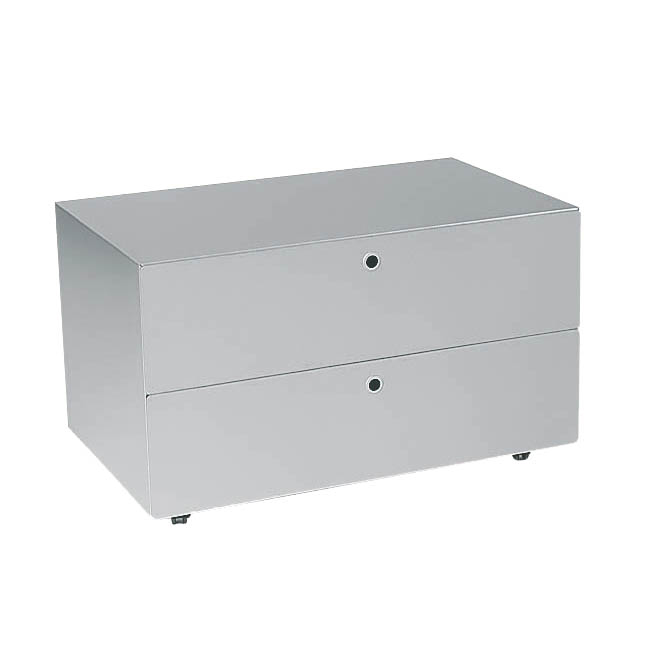 KRIPTONITE meuble à tiroirs sur roulettes 2 tiroirs L 75,5 cm (aluminium anodisé - Aluminium et bois