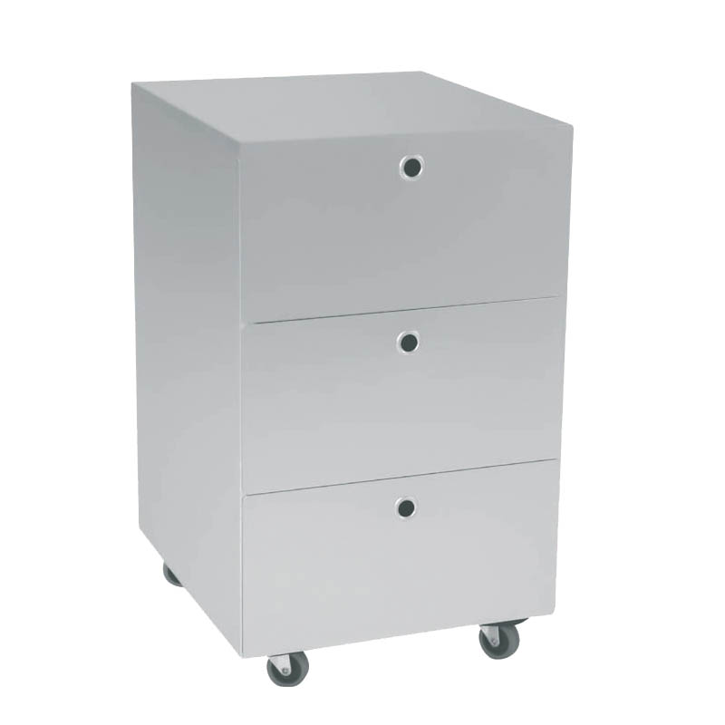 KRIPTONITE meuble à tiroirs sur roulettes 3 tiroirs L 40 cm (aluminium anodisé - Aluminium et bois)