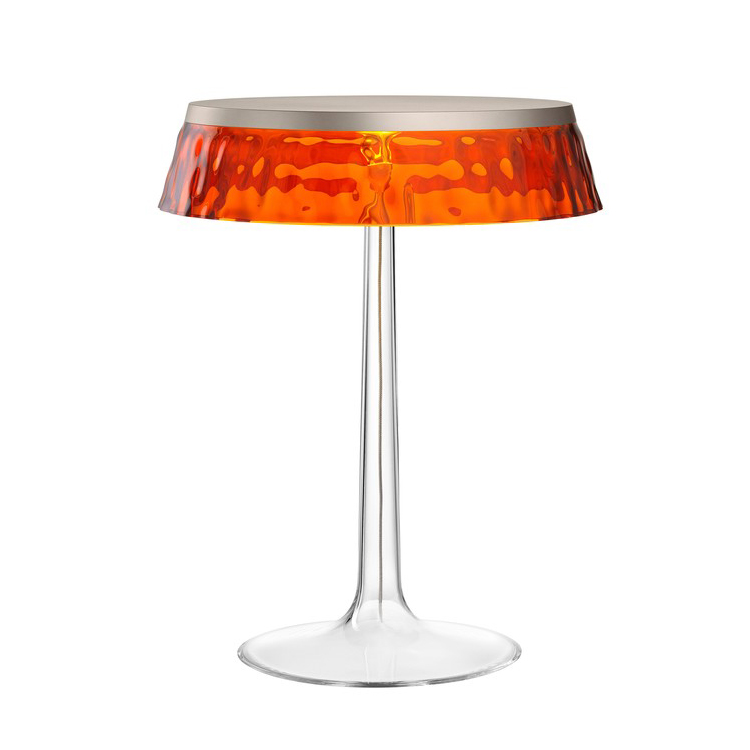 FLOS lampe de table BON JOUR (Chrome opaque avec couronne ambre - PMMA)