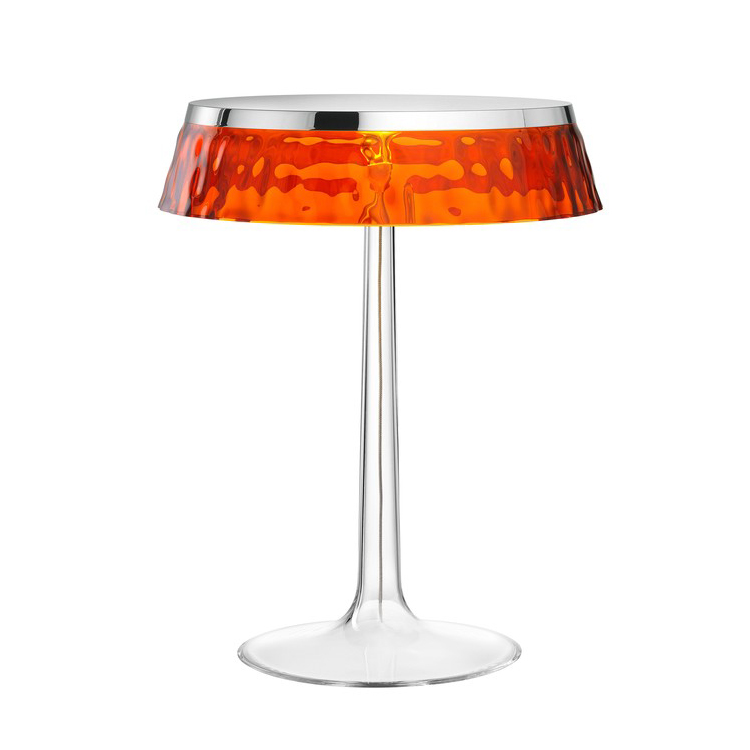 flos lampe de table bon jour (chrome avec couronne ambre - pmma)