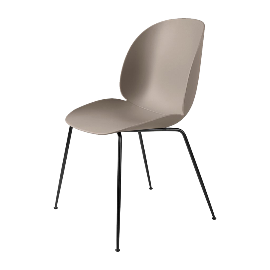 GUBI set de 4 chaises BEETLE DINING CHAIR base noire (New beige - polypropylène et acier)