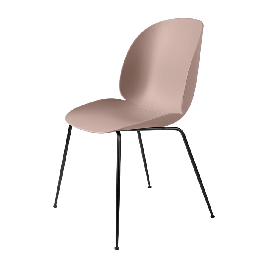 GUBI set de 4 chaises BEETLE DINING CHAIR base noire (Sweet pink - polypropylène et acier)