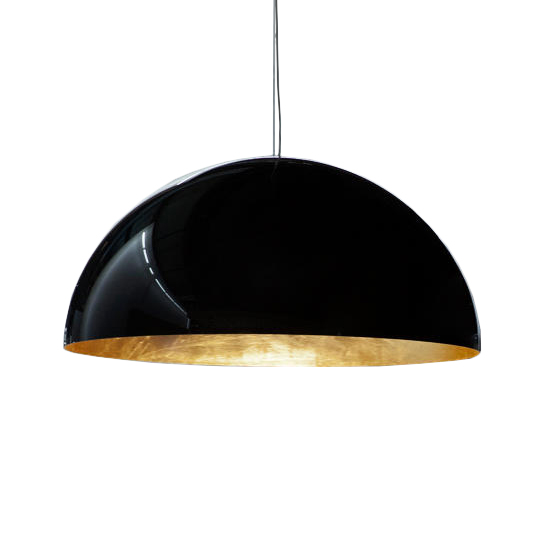 OLUCE lampe à suspension SONORA 490 (Noir / Doré - métal et PMMA)