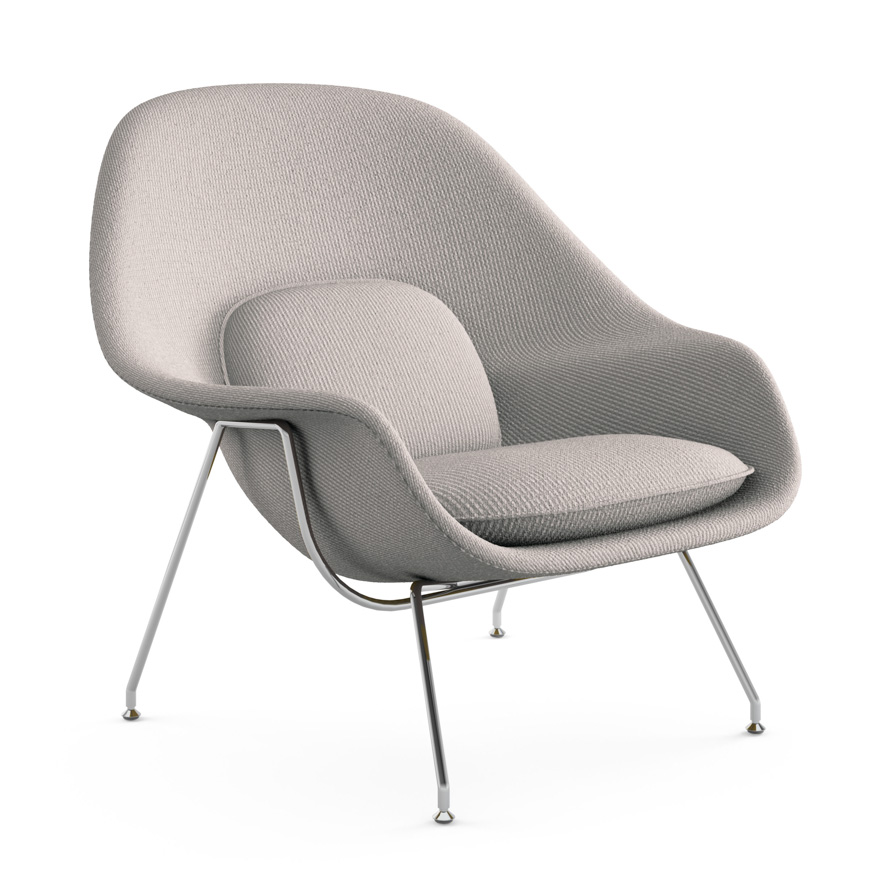 KNOLL fauteuil WOMB RELAX (Sand - acier chromé et tissu Cato)
