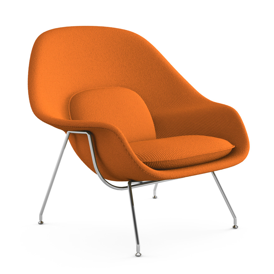 KNOLL fauteuil WOMB RELAX (Orange - acier chromé et tissu Cato)
