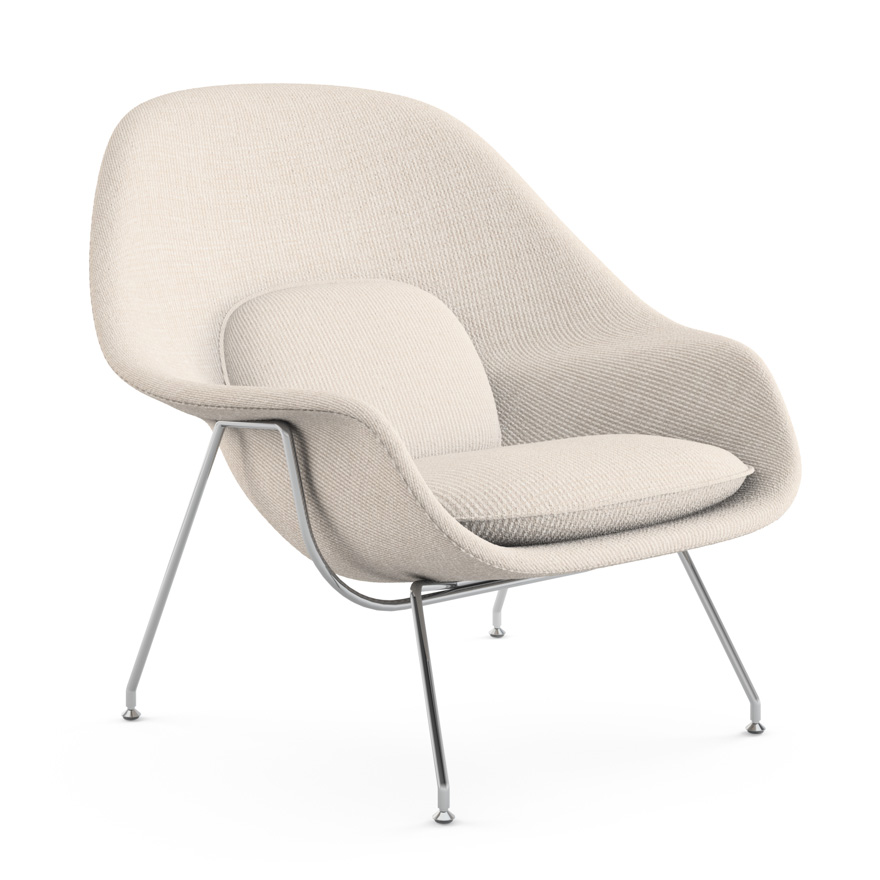 KNOLL fauteuil WOMB RELAX (Natural - acier chromé et tissu Cato)