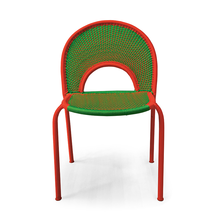 MOROSO chaise BANJOOLI (Vert clair / Rouge - Poliuretano et acier)