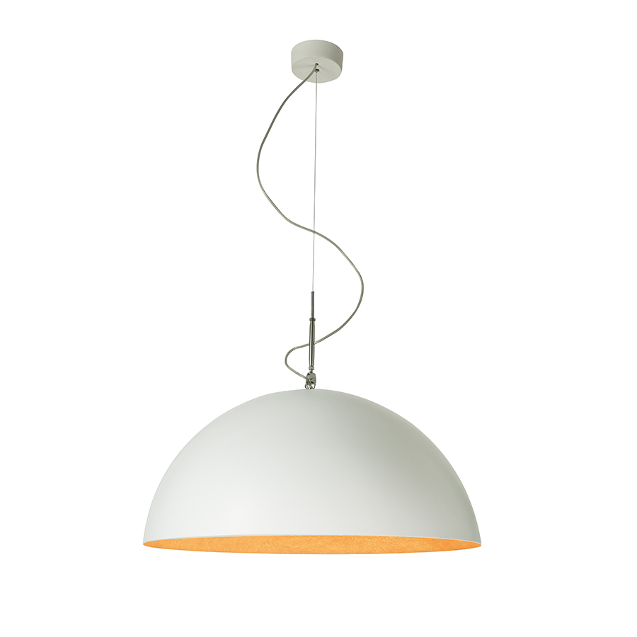 IN-ES.ARTDESIGN lampe à suspension MEZZA LUNA 1 (Blanc / orange - Laprene, acier et Nebulite)