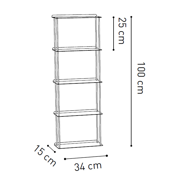 KRIPTONITE bibliothèque murale KROSSING 34 x H 100 cm (Noir mat - Métal)