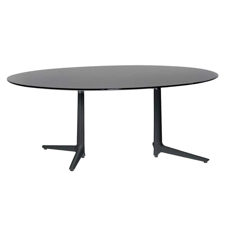 KARTELL table MULTIPLO XL avec plateau oval (Noir - Aluminium moulé et plateau en verre)