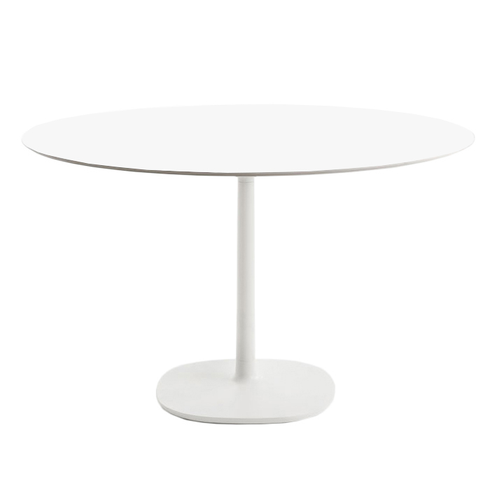 KARTELL table MULTIPLO avec plateau rond Ø 118 cm et grande base carrée (Blanc - Aluminium moulé ver