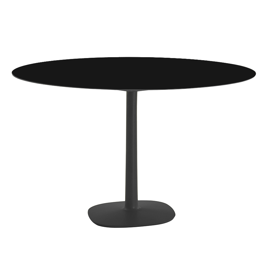 KARTELL table MULTIPLO avec plateau rond Ø 118 cm et grande base carrée (Noir - Aluminium moulé vern