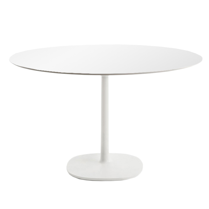 KARTELL table MULTIPLO avec plateau rond Ø 118 cm et grande base carrée (Blanc - Aluminium moulé et 