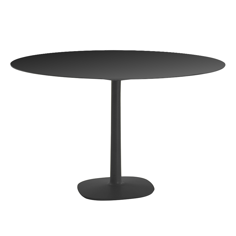 KARTELL table MULTIPLO avec plateau rond Ø 118 cm et grande base carrée (Noir - Aluminium moulé et p