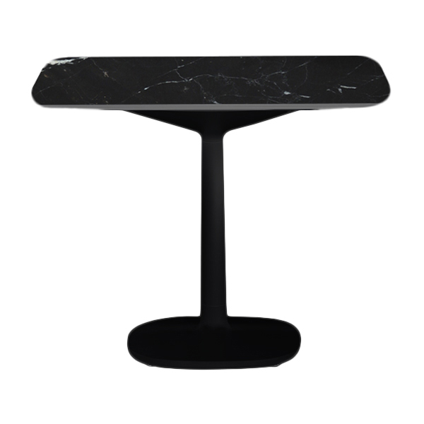 KARTELL table MULTIPLO avec plateau carré 118 cm arrondie et grande base carrée (Noir - Aluminium mo