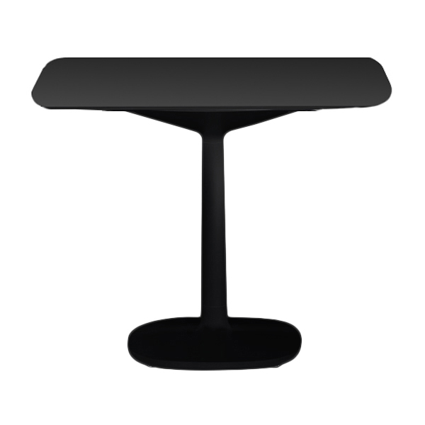 KARTELL table MULTIPLO avec plateau carré 118 cm arrondie et grande base carrée (Noir - Aluminium mo