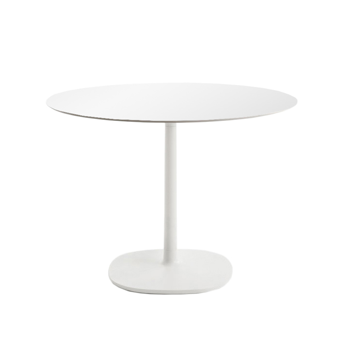 KARTELL table MULTIPLO avec plateau rond Ø 135 cm et grande base carrée (Blanc - Aluminium moulé et 
