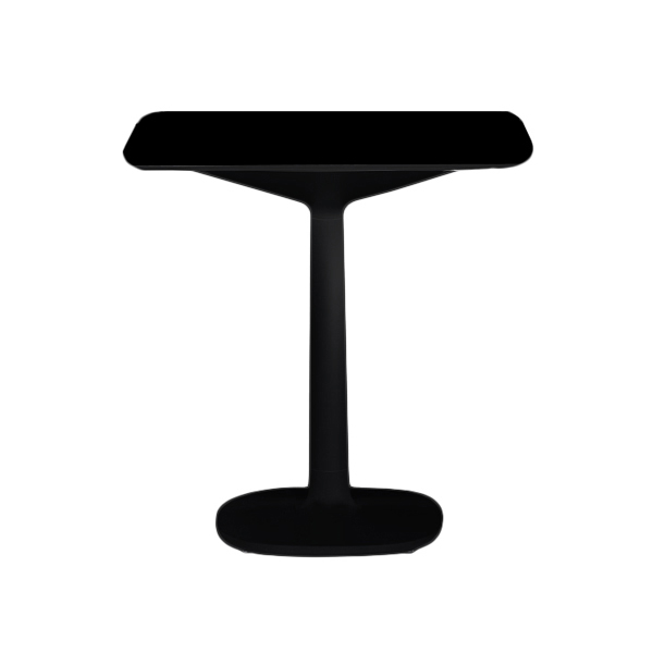 KARTELL table MULTIPLO avec plateau carré 78 cm arrondie et petite base carrée (Noir - Aluminium mou