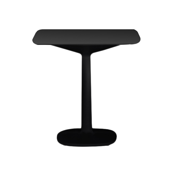 KARTELL table MULTIPLO avec plateau carré 78 cm arrondie et petite base carrée (Noir - Aluminium mou