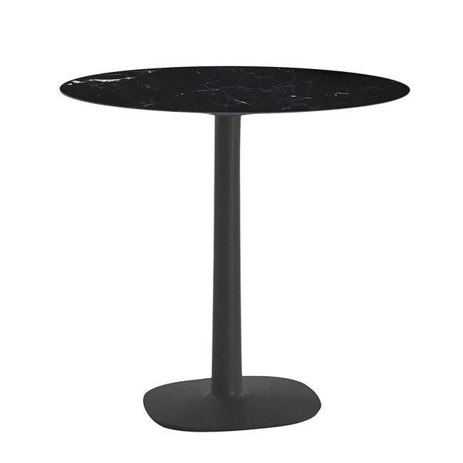 KARTELL table MULTIPLO avec plateau rond Ø 78 cm et petite base carrée (Noir - Aluminium moulé et pl