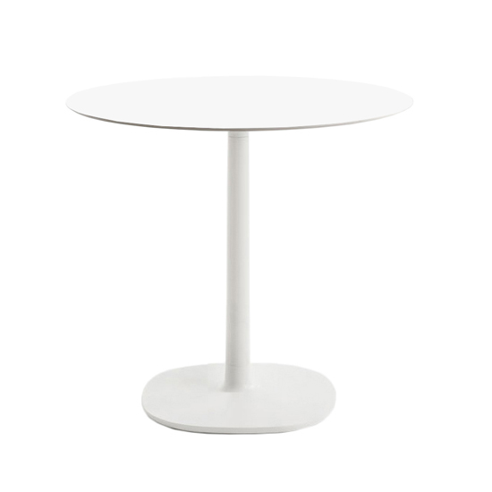 KARTELL table MULTIPLO avec plateau rond Ø 78 cm et petite base carrée (Blanc - Aluminium moulé vern
