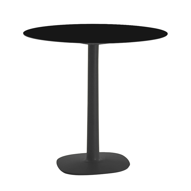 KARTELL table MULTIPLO avec plateau rond Ø 78 cm et petite base carrée (Noir - Aluminium moulé verni