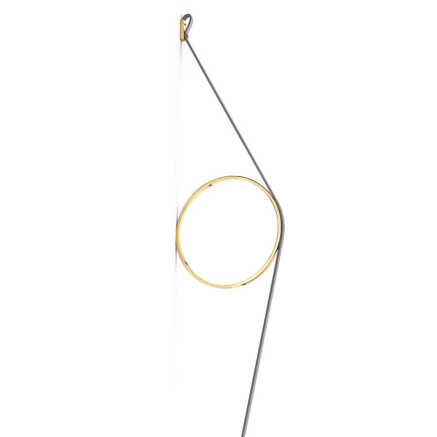 FLOS lampe murale applique WIRERING (Câble Gris anneau Or - Aluminium et caoutchou)