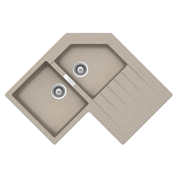 SCHOCK évier d'angle avec 2 bacs à gauche et égouttoir PRIMUS C200