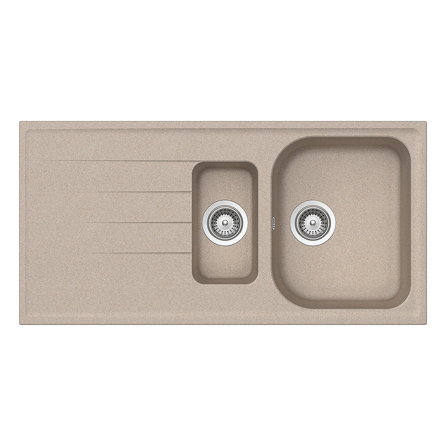 SCHOCK évier avec 1 + 1/2 bac et égouttoir réversible LITHOS D150 (Avoine - Cristalite®)