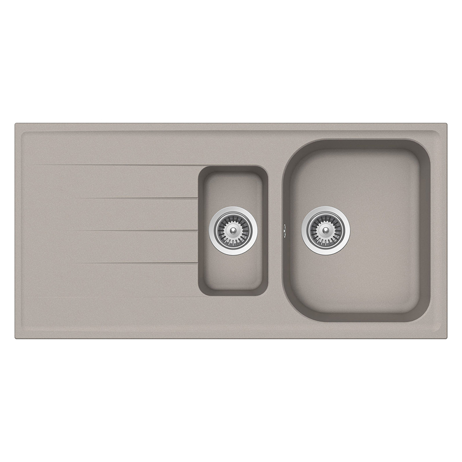 SCHOCK évier avec 1 + 1/2 bac et égouttoir réversible LITHOS D150 (Gris tourterelle - Cristalite®)