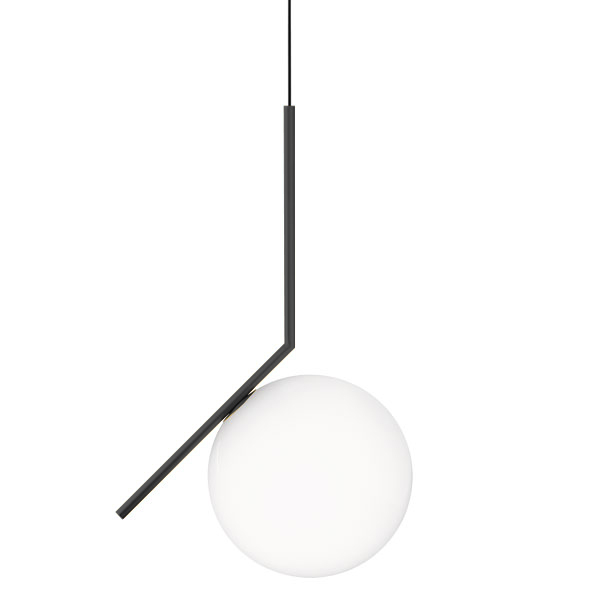 FLOS lampe à suspension IC S2 (Noir - Verre soufflé et métal)