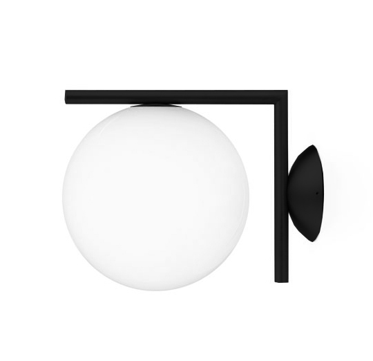 FLOS lampe murale ou au plafond IC C/W1 (Noir - Verre soufflé et métal)