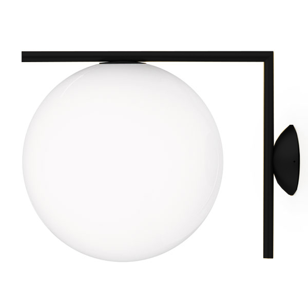 FLOS lampe murale ou au plafond IC C/W2 (Noir - Verre soufflé et métal)