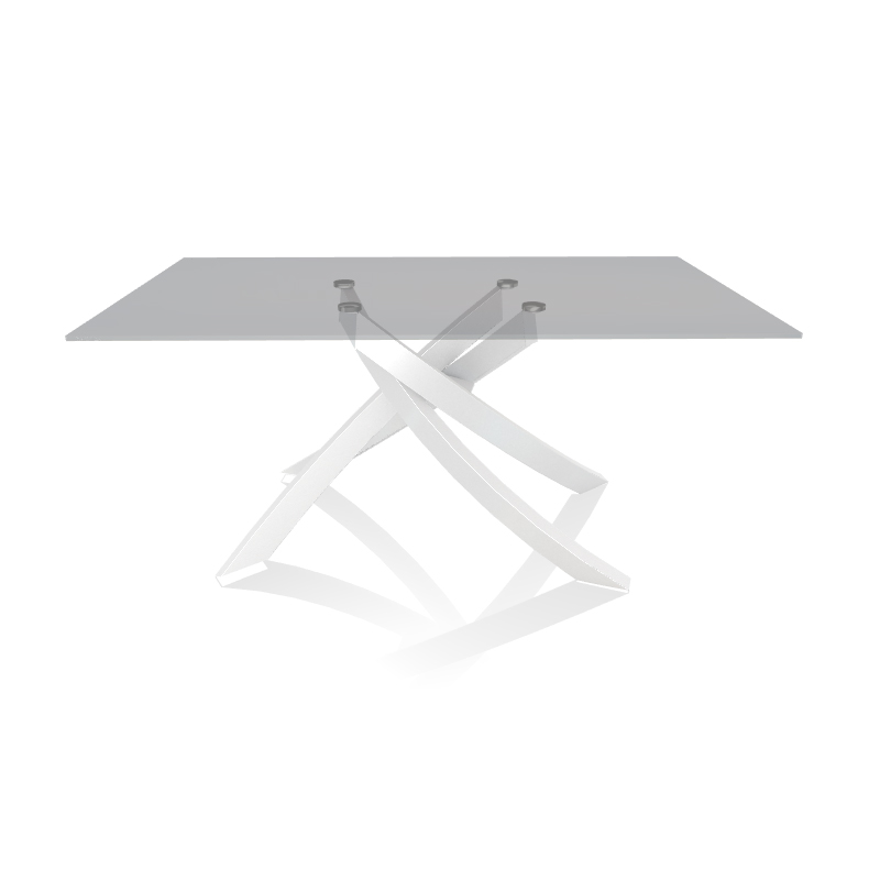 BONTEMPI CASA table avec structure blanche ARTISTICO 20.13 160x90 cm (Transparent fumé - Plateau en 