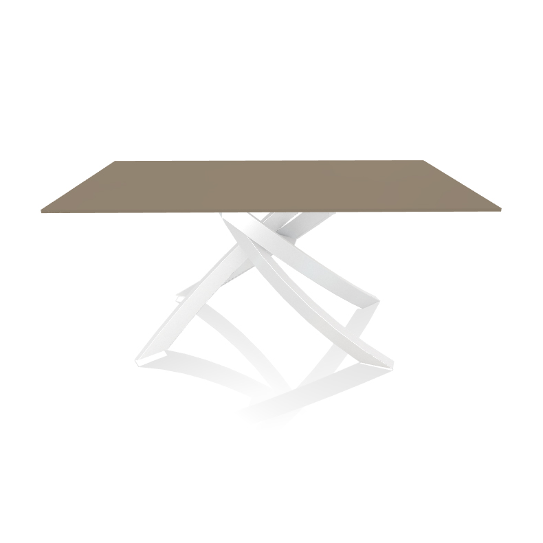 BONTEMPI CASA table avec structure blanche ARTISTICO 20.13 160x90 cm (Anti-rayures tourterelle opaqu