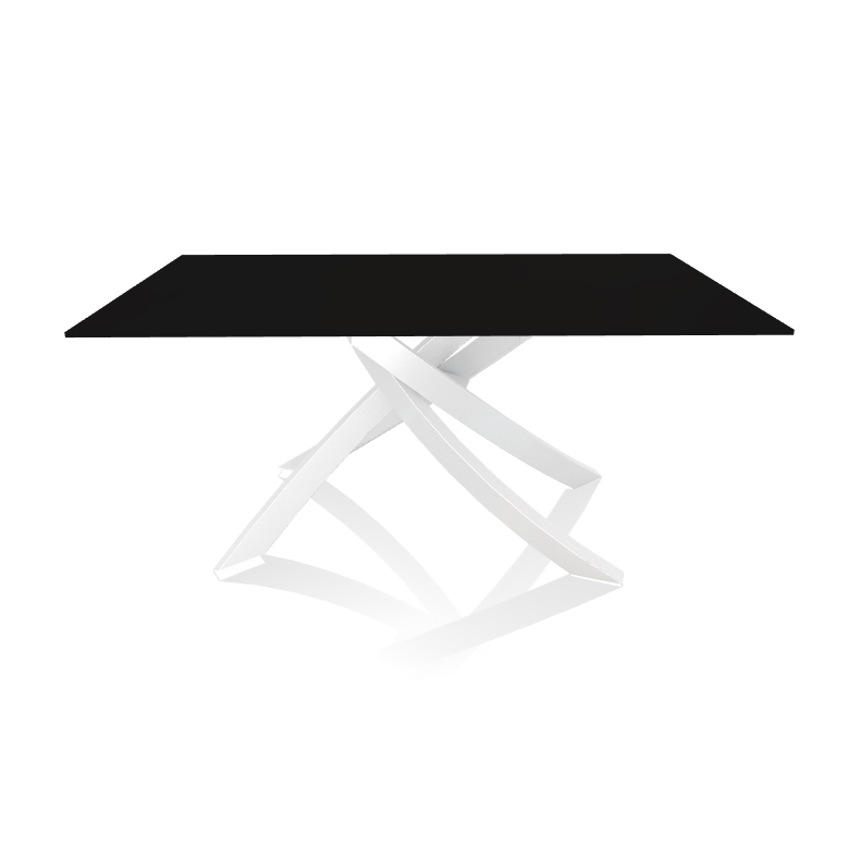 BONTEMPI CASA table avec structure blanche ARTISTICO 20.13 160x90 cm (Anti-rayures noir opaque - Pla