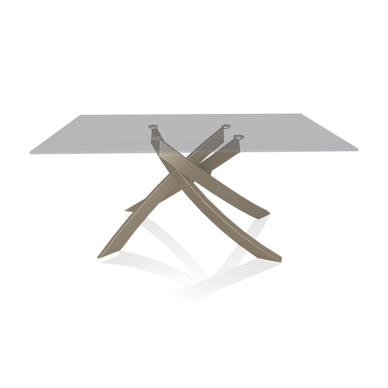 BONTEMPI CASA table avec structure sable ARTISTICO 20.13 160x90 cm (Transparent fumé - Plateau en ve