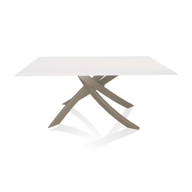 BONTEMPI CASA table avec structure sable ARTISTICO 20.13 160x90 cm (Extrawhite brillant - Plateau en