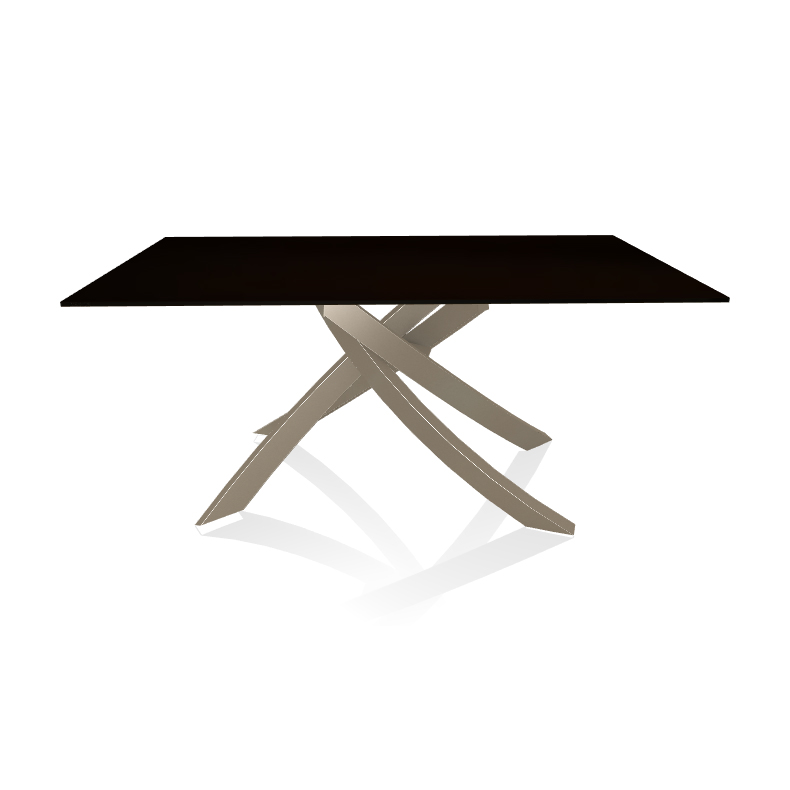 BONTEMPI CASA table avec structure sable ARTISTICO 20.13 160x90 cm (Laqué noir brillant - Plateau en
