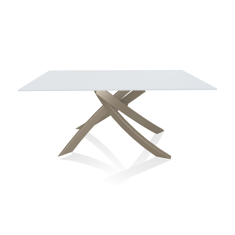 BONTEMPI CASA table avec structure sable ARTISTICO 20.13 160x90 cm (Anti-rayures blanc opaque - Plat