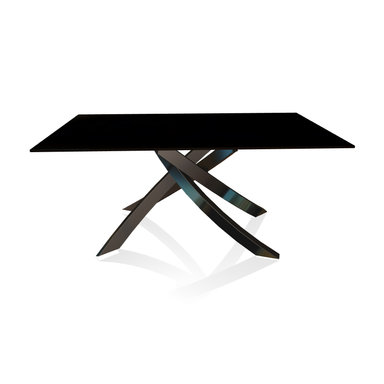 BONTEMPI CASA table avec structure noir poli ARTISTICO 20.13 160x90 cm (Laqué noir brillant - Platea